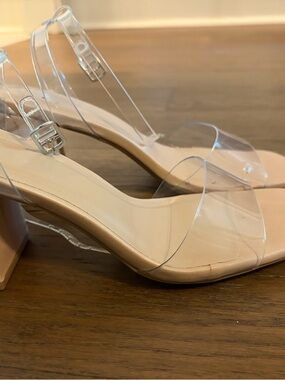 Bella D. Clear PVC and Nude Block Heel Sandals